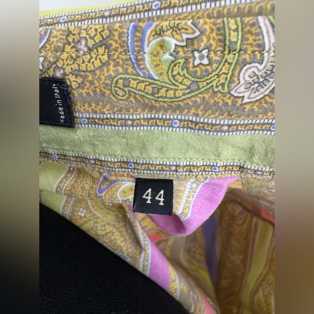 Etro green striped paisley cotton long sleeve button up fitted shirt women’s 44 - Picture 7 of 9
